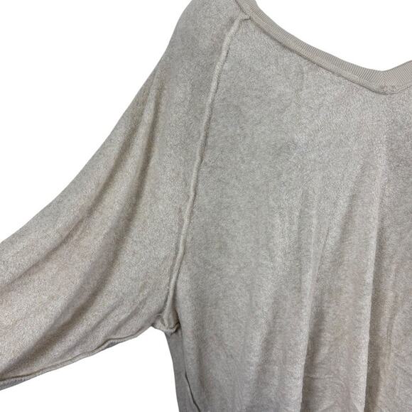 Free People V-Neck Dolman Sleeve Terry Oversized Pullover Sweater Sweatshirt XS - Picture 5 of 16